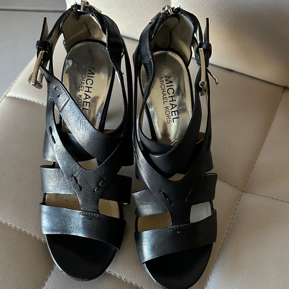 Michael Kors Black Strappy Sandals genuine leather!